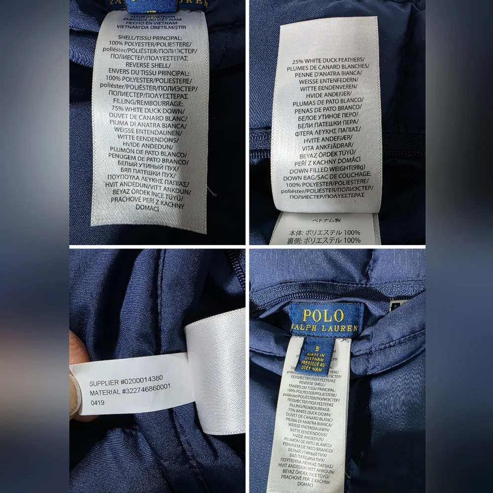 Polo Ralph Lauren Kids reversible puffer vest blue and yellow color-block Sz 5
